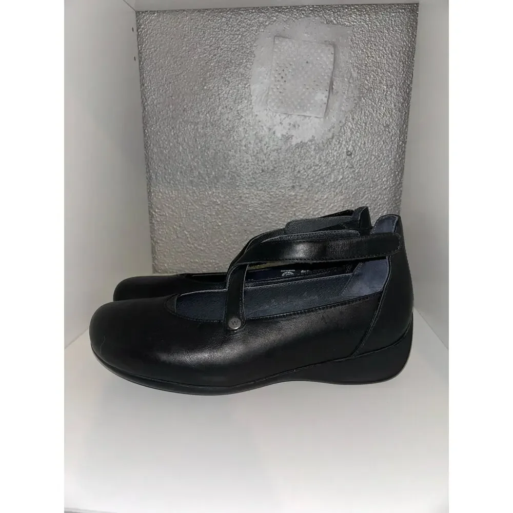 Wolky Ambrosia Mary Jane Shoes Black Leather Comfort Strap EU 38 US 7.5 Comfort